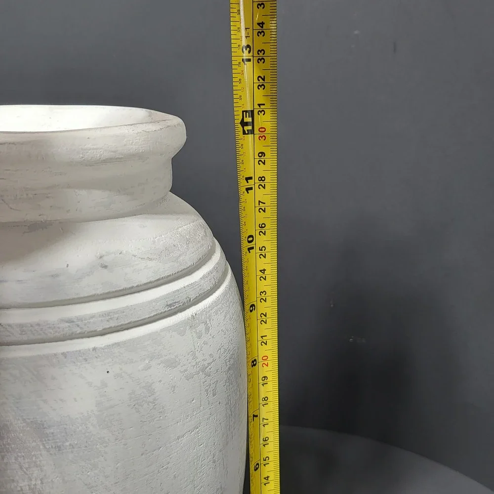 Rustic Paulownia‎ Carved Wooden Vase Farmhouse Decorative Vessel 12 Inch